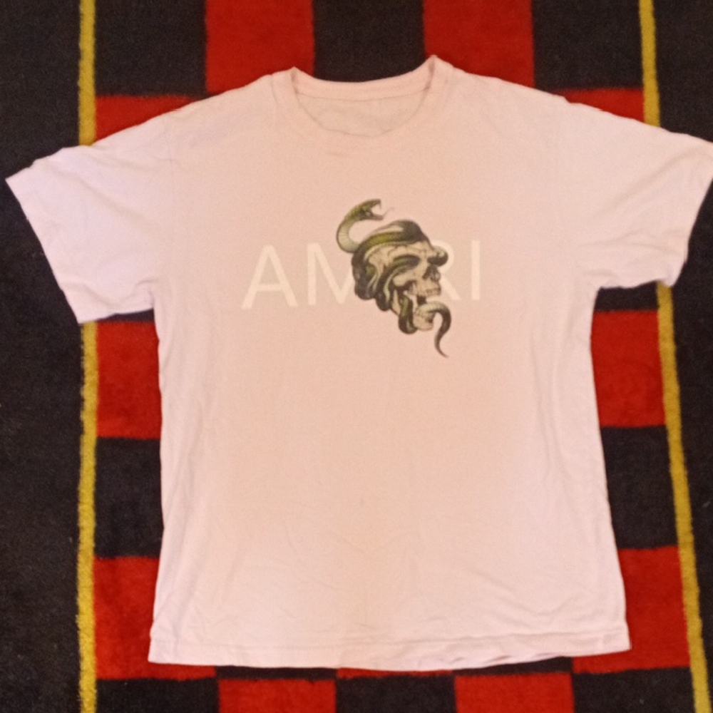 AMIRI Light Pink Tee with Graphic Design